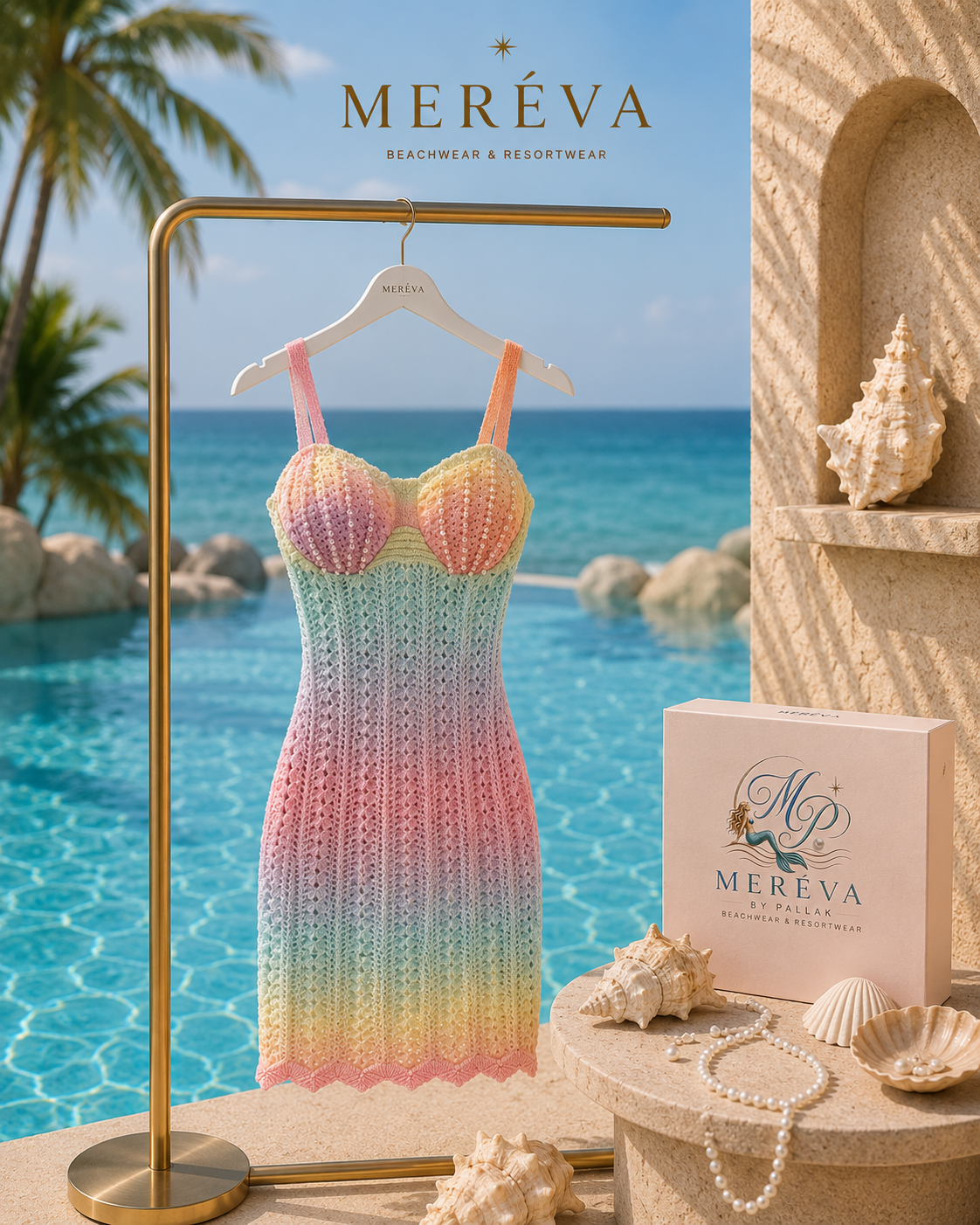 pastel rainbow crochet dress