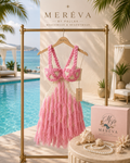 pink fringe beach dress