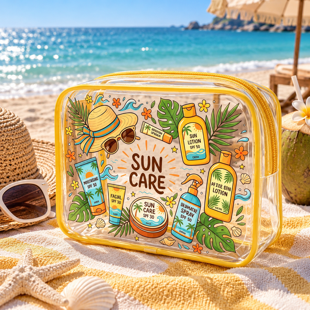Sun Care Clear Cosmetic Bag