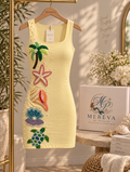 tropical embroidered dress